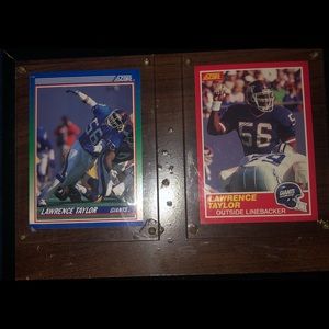 Lawrence Taylor nfl New York giants score 1989 and 1990 pair set in wood frame